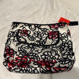 Coach Black and Red Floral Shoulder Bag